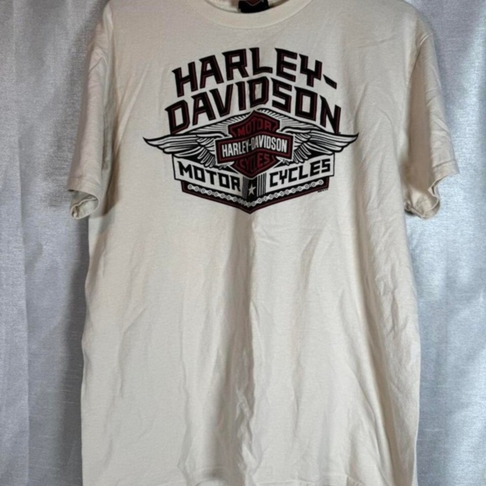 Harley Davidson Cherokee NC Bear Claw Graphic T-Shirt Cream Mens Large‎ L